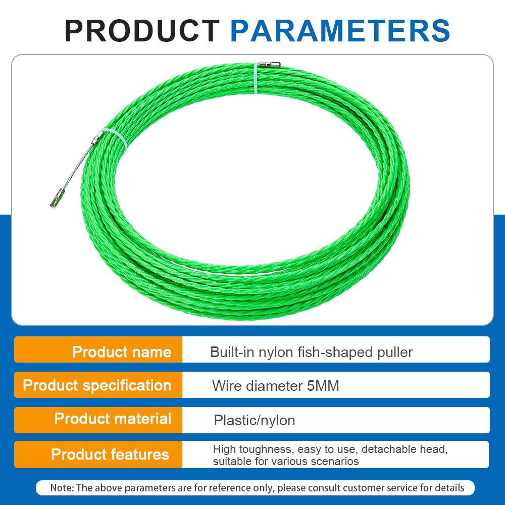 5mm Cable Push Puller 5/10/15/20/25/30/40/50M POM Wire Duct Fish Tape Electrical Tape Wire Cable Electrician Threading Aid Tool
