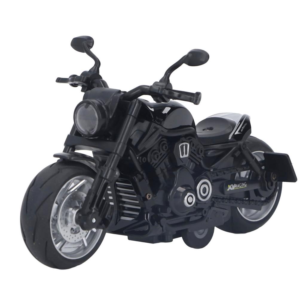 Motorcycle Toy Model Pull Back Alloy Plastic 1:12 Scale Retro Style Pull Back Motorcycle Toy for Kids Decoration Black