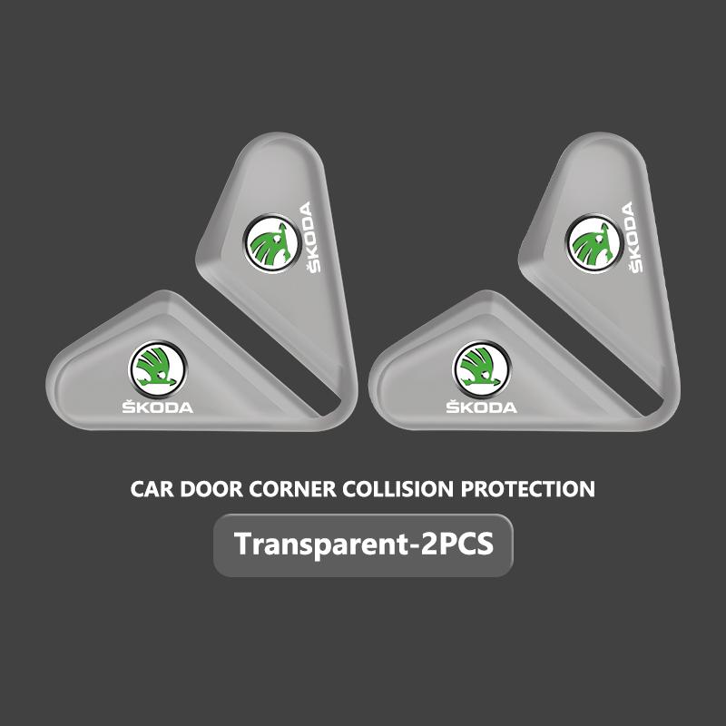 cqmes7 Silicone Car Logo Door Corner Cover Bumper Crash Scratch Protector Accessories For Skoda Kodiaq Fabia Kamiq Karoq Octavia 2 3