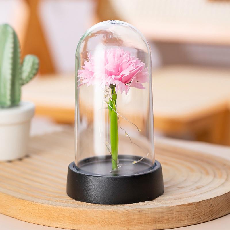 Carnation Acrylic Cover Immortal Flower Mother's Day Gold Foil Rose Teachers' Day Gift Creative Small Ornament