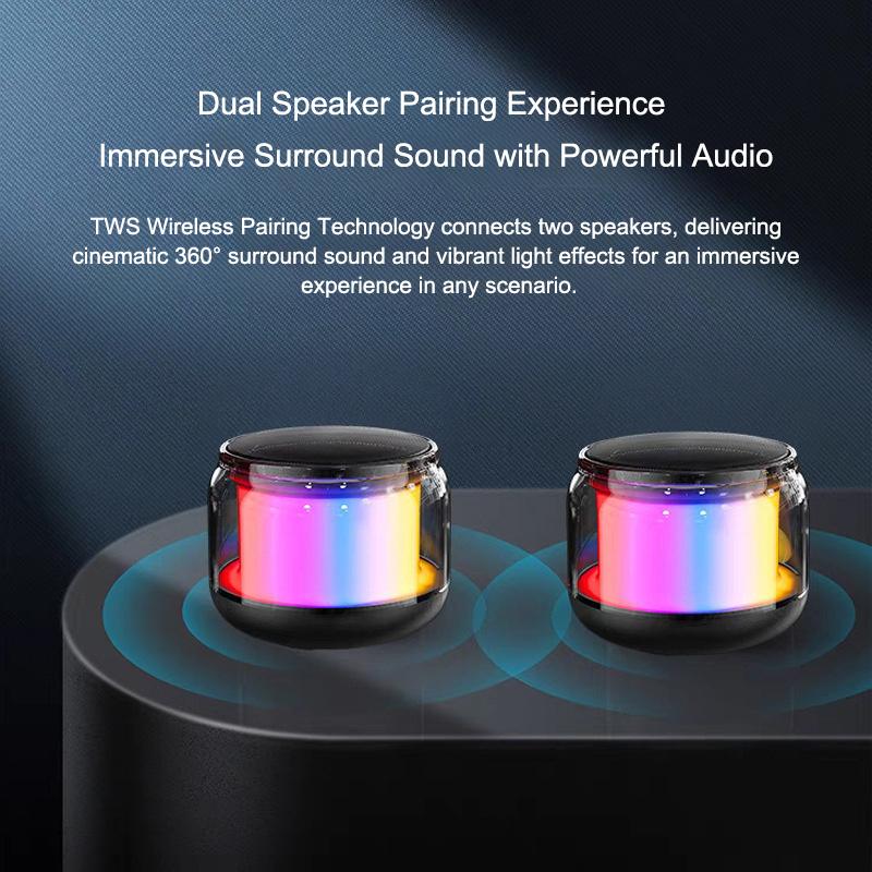 Mini Portable Bluetooth Speakers Wireless With Multicolour Lights, Stereo Pairing Desktop & Portable Wireless Speaker
