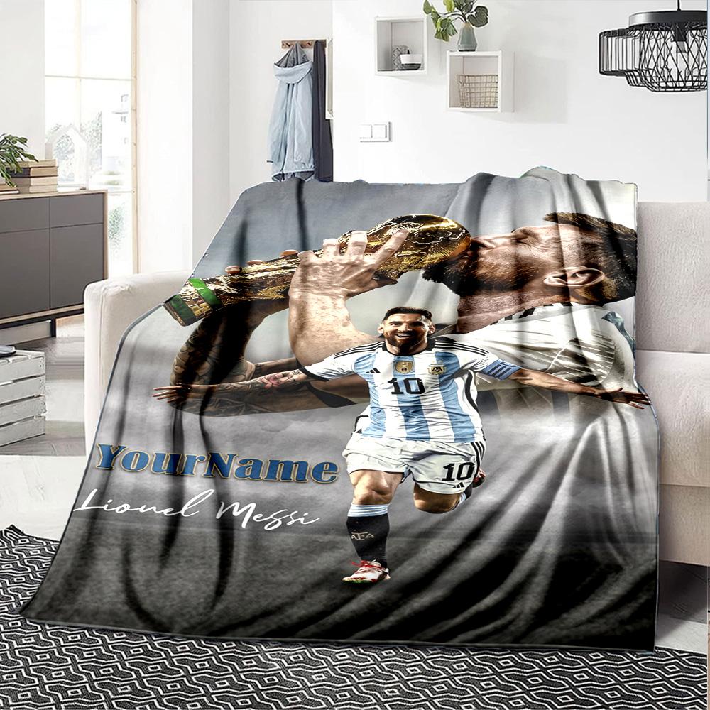 Messi Personalized Name Blanket Cozy Customizable Blanket Comfortable Suitable for Livingroom Bedding Sofa Office Chair for All Occasions