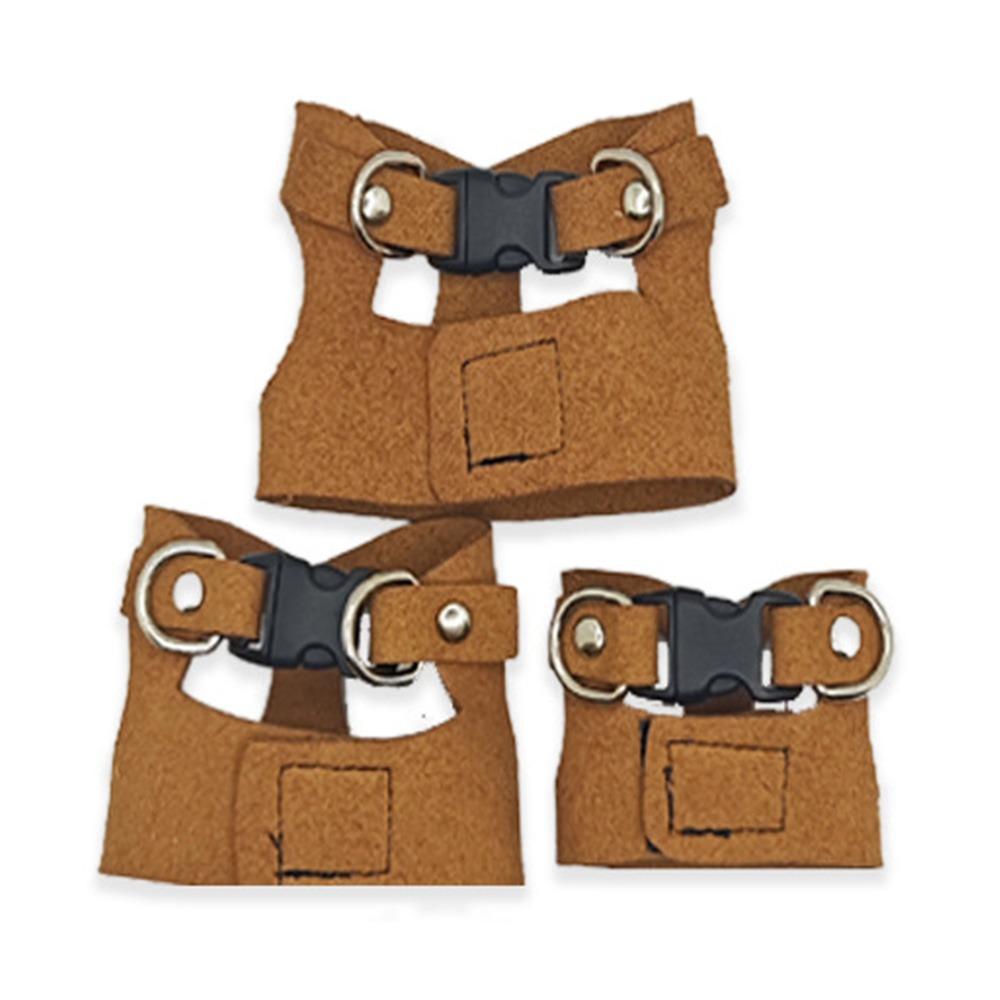 

Adjustable Lizard Traction Rope Leather Reptile Harness Kit For Squirrels, Hamsters Brown Vests without Rope