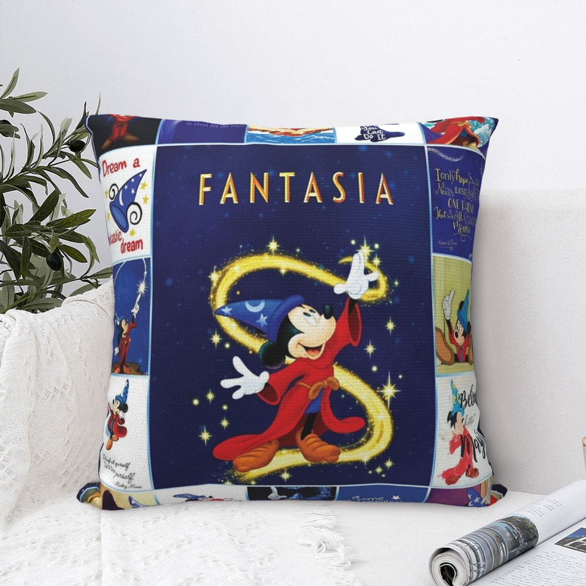 

Mouse Coffee Camping Mickey Minnie Pillowcase Printed Cushion Cover Decorations Throw Pillow Case Cover Home Square 40*40cm 30cmx30cm