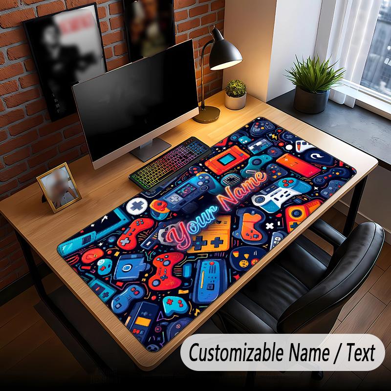 Game Controller Theme Custom Mouse Pad Personalized With Name Text Customized Desk Mat For Office Home Decor