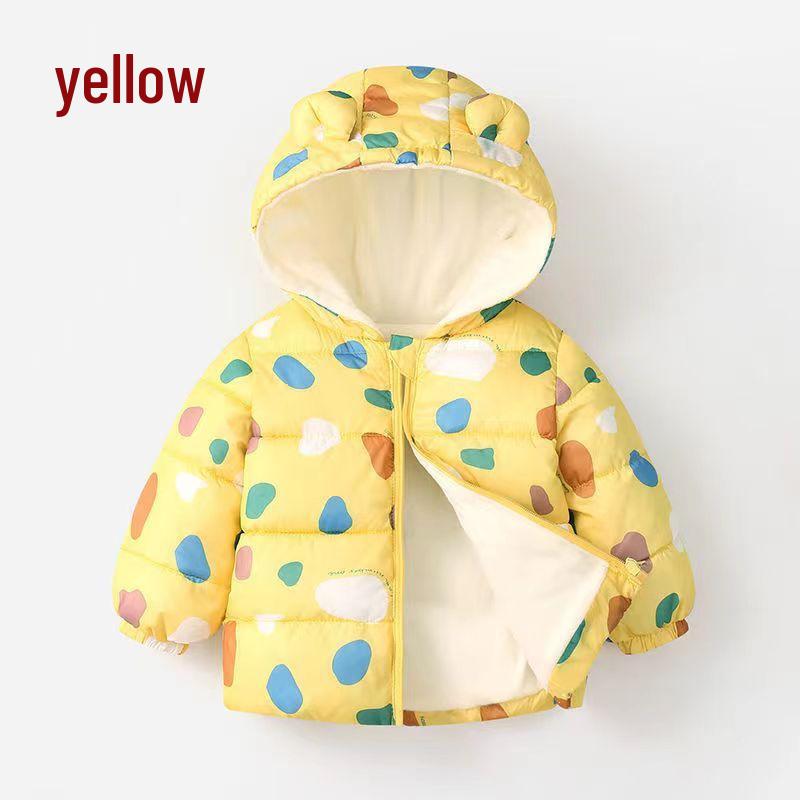 Herbst/Winter Oberbekleidung für Kleinkinder: Baumwoll-Daunenjacke im Ohren-Stil & Lammwolle im trendigen koreanischen Design für Jungen & Mädchen.