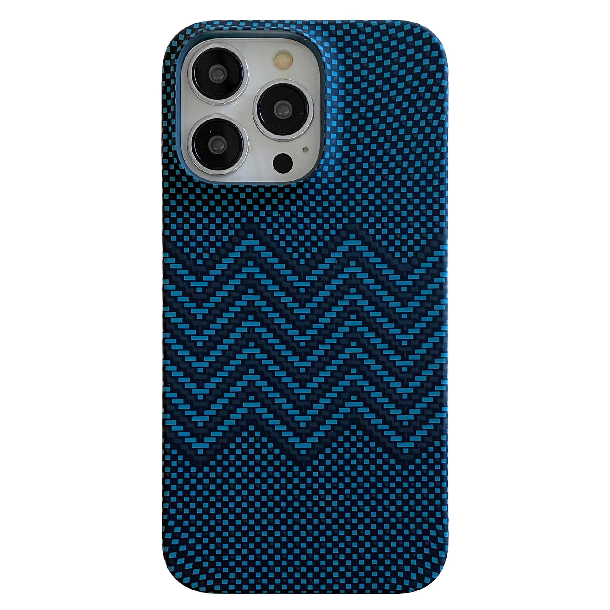 

For iPhone 14 Pro Max Case Water Transfer Printing Anti-Fall Luminous PC Phone Cover Blue Wave