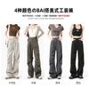 Black overalls women's autumn and winter new thin straight high street loose paratrooper wide-leg sweatpants
