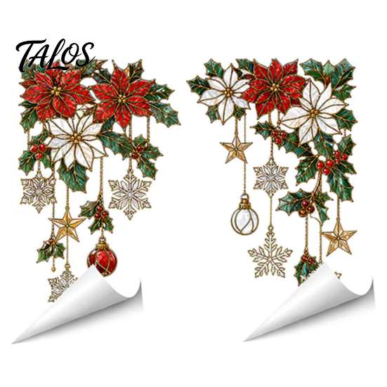 Decorative Glass Stickers for Halloween 2Pcs Stained Style Window Film, Hanging Vine Stickers, Christmas Easy Apply Film Static Clings Holiday