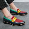 Men's Casual Large Size 48 Color Matching Loafers British Small Leather Shoes Trendy Pointed One Pedal Foreign Trade Trendy Shoes
