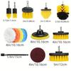Temu 40-Piece Car Cleaning Set: Electric Drill Brushes, White Cloths, and Sponges
