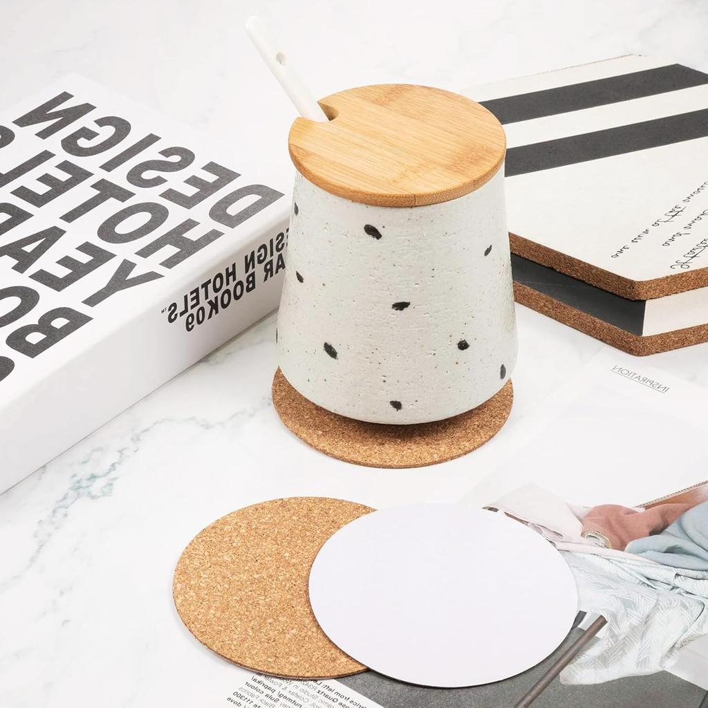 20-120PCS Self-Adhesive Cork for DIY Coasters 374" Round Cork Coasters Cup Cork Mats Heat Insulation Pads Tabletop Decoration