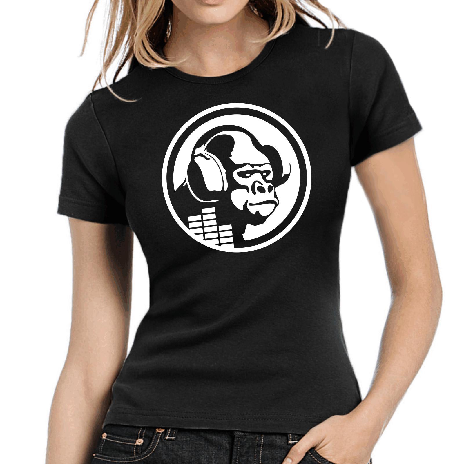 Headphones Gorilla Monkey Club Music DJ House Women Lady Ladies Girlie T-Shirt Mens Womens Tees Top S