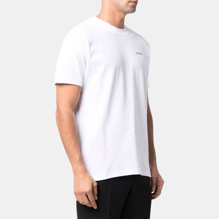 OFF WHITE Text Logo Caravaggio Saint Jerome Writing Arrows Slim Fit T Shirt OMAA027C99JER0030110