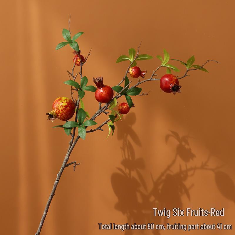 Persimmon and Pomegranate Faux Flower Arrangement for Living Room or Foyer