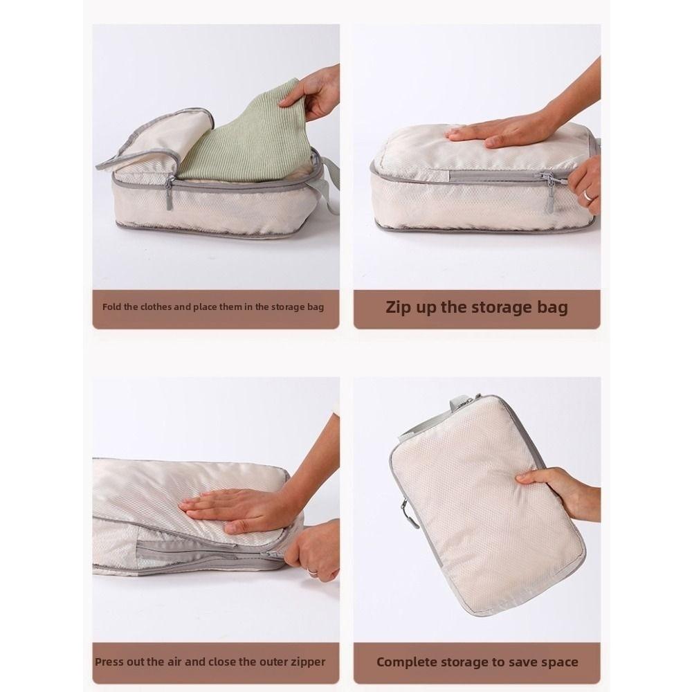4pcs Portable Compression Packing Cubes Bag Foldable Suitcase Clothes Organizers  Drawer