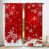 Set Of 2 Flat Printing Christmas Scene Curtains Red Snowflakes Digital Printed Polyester Drapes Birthday Party Use Curtain