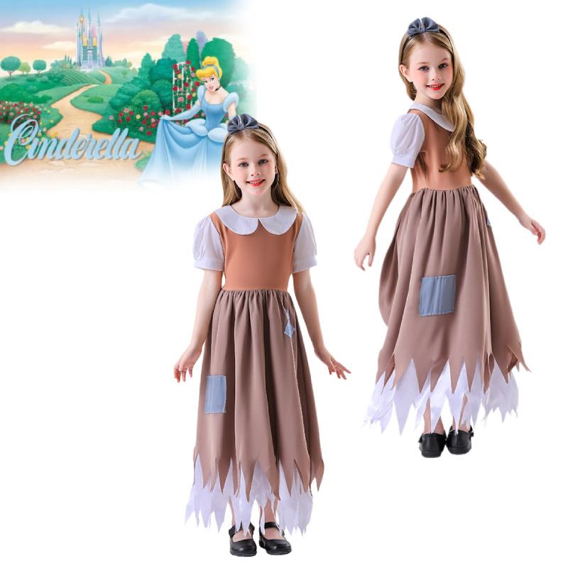 Enchanting Girls Costume Dress Featuring Cinderella And Snow White Cosplay Style For Halloween And Festivals