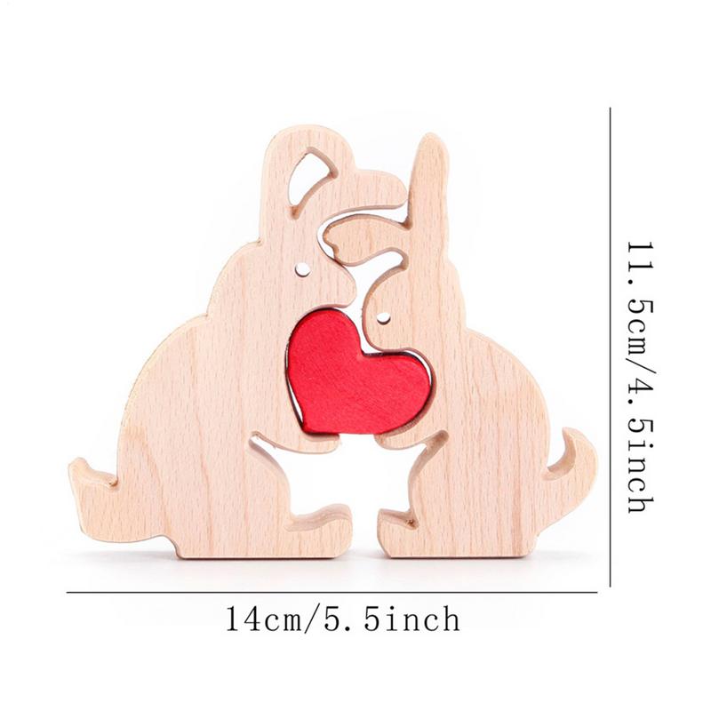 Bunny Figurine Home Decor Hold Heart Table Centerpiece Wooden Rabbit Home Decoration Rustic Home Decoration Farmhouse Table Sign