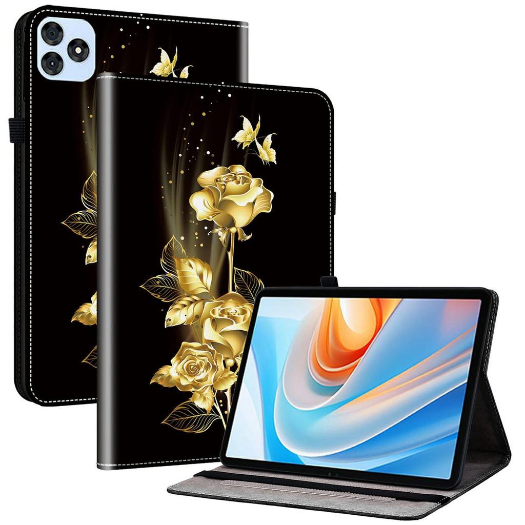 For itel Vistatab 30 Leather Case Pattern Printed Stand Tablet Cover with Card Slots