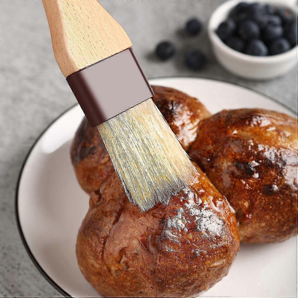 Pastry Brush Natural Bristle Basting Brush Kitchen Oil Brush with Beech Wooden Handle and Hanging Rope String