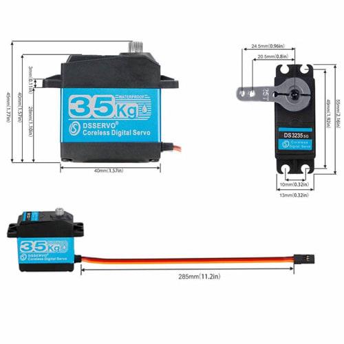 ZOSKAY 35KG Coreless Digital Servo, High Torque Coreless Motor Servo, Stainless Steel SG Waterproof Digital Servo for RC Cars, Robot DIY, Waterproof S