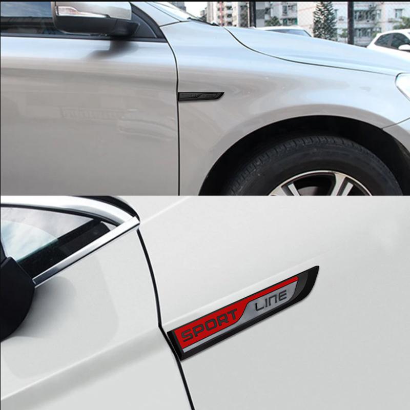 HGWE4 Metal Sport Line Badge 3D Stickers Car Body Side Emblem Decal Car Styling For Skoda Octavia Fabia Rapid Kodiaq Karoq Superb A7