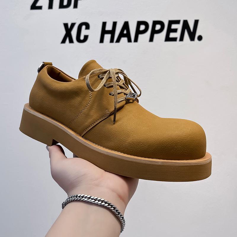 Derby Shoes Men's 2024 Spring and Summer New Mickey Big Head Shoes Big Yellow Boots Round Head Fashion Leather Shoes 177177-A