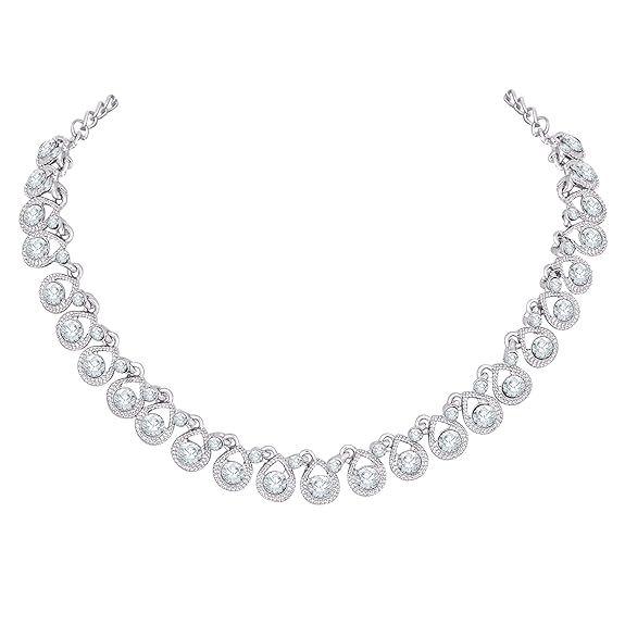 Women's Silver Plated American Diamond Necklace/Jewellery Set with Earrings
