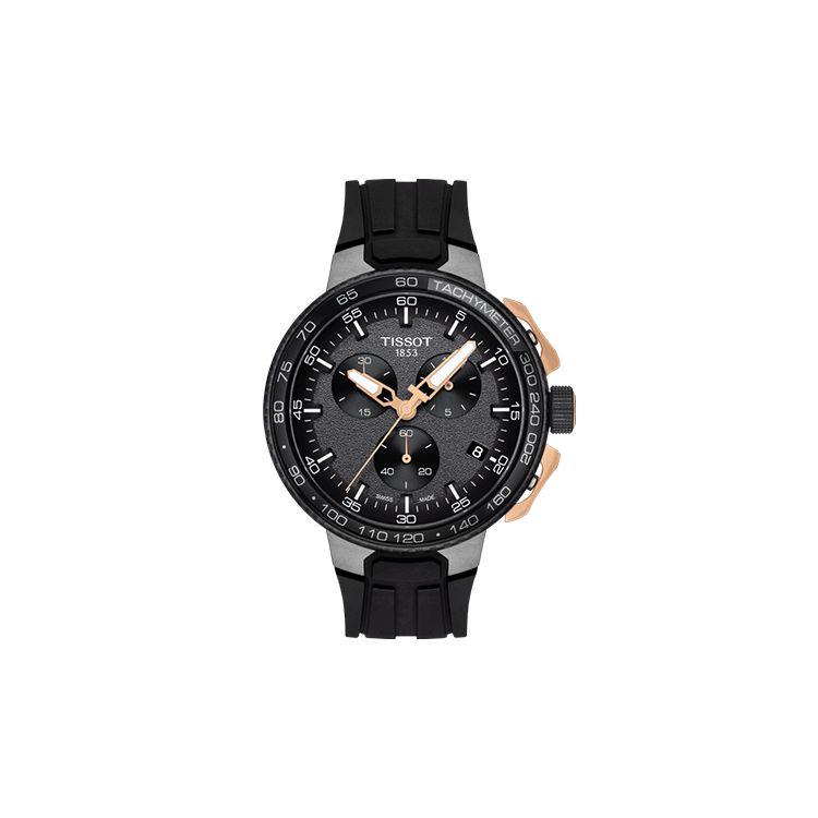 Tissot Racing Series Quartz Movement Three Eyes Luminous Date Display Watch Men watches Black Steel Silicone T111.417.37.441.07