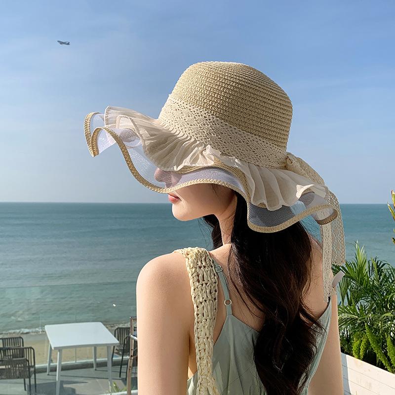Hat Women Summer Mesh Straw Hat Internet Celebrity Beach Hat Vacation Travel Sun Hat Fashion Versatile