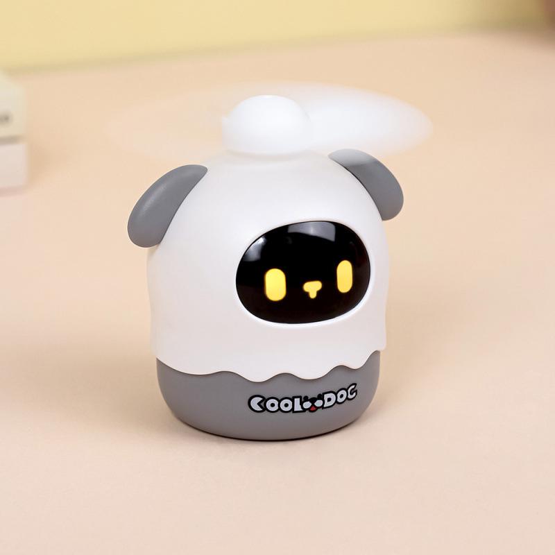 

Flash Dog Mini USB Rechargeable Handheld Fan with Cute Screen Display and Cartoon Expression 65*53*73 mm білий