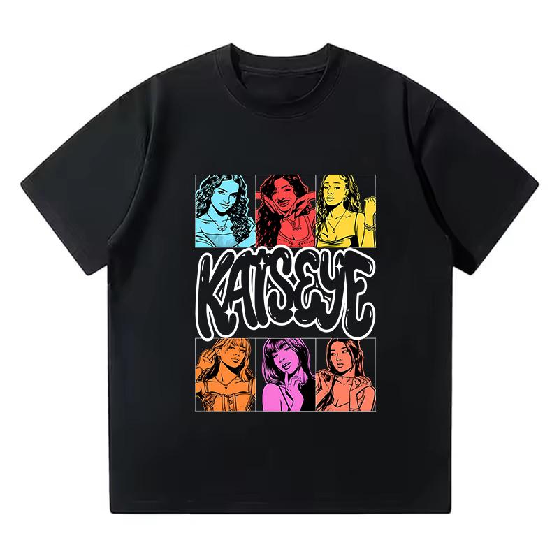 Hot Katseye Funny Print T-shirt Women Men Casual Graphic Tees Tops Unisex Korean Style T Shirt Gothic Y2k Tshirt Clothes