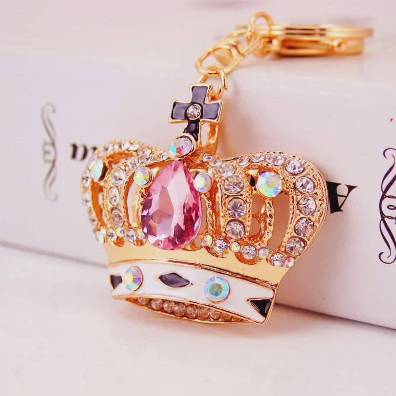 Crystal Gem Crown Keychain: Women's Alloy Jewelry & Car Pendant Accessory