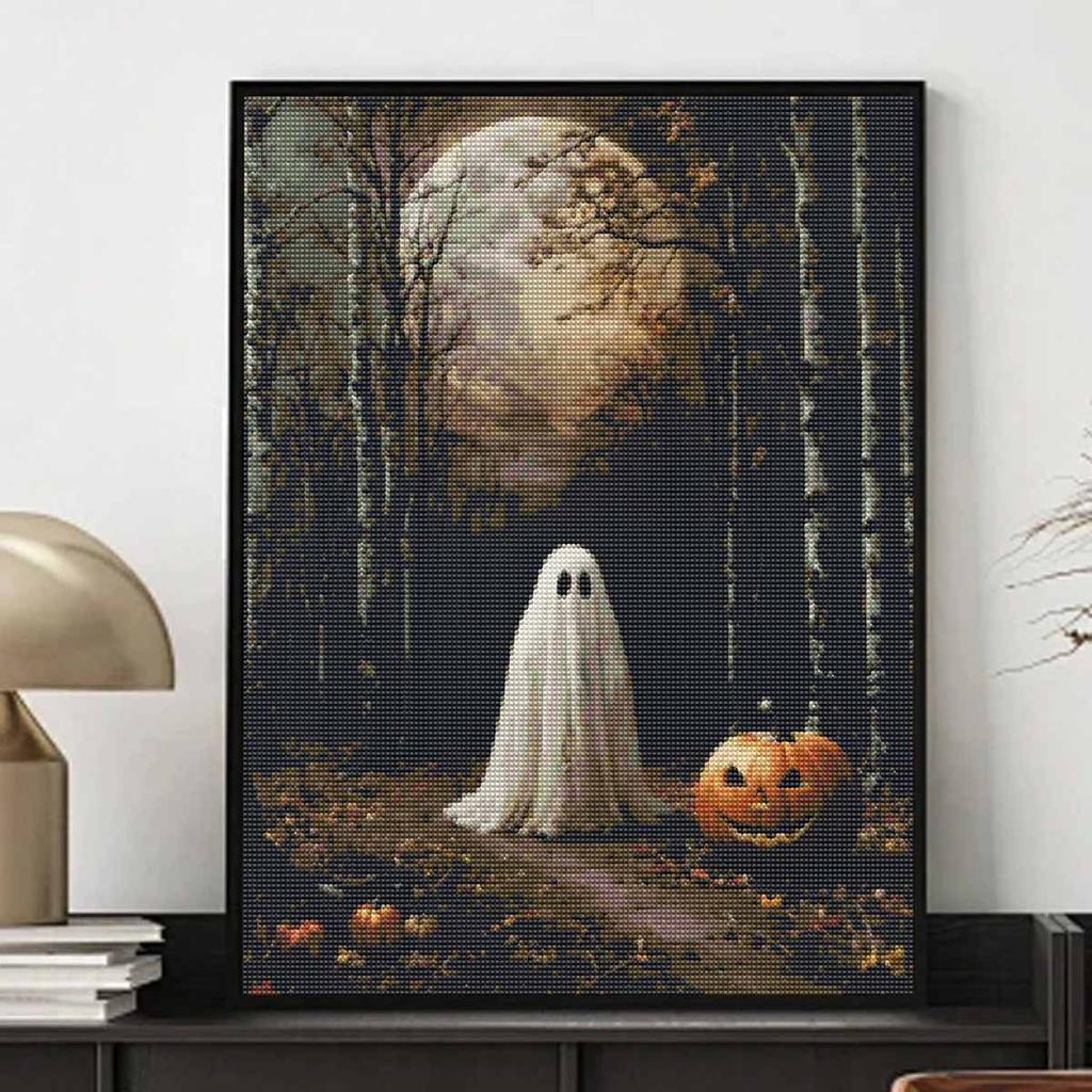 Halloween 5D Ghost Pumpkin Diamond Full Diamond Art Painting Kit Diamond Painting Home Decor DIY Wall Art Full Drill Craft Set