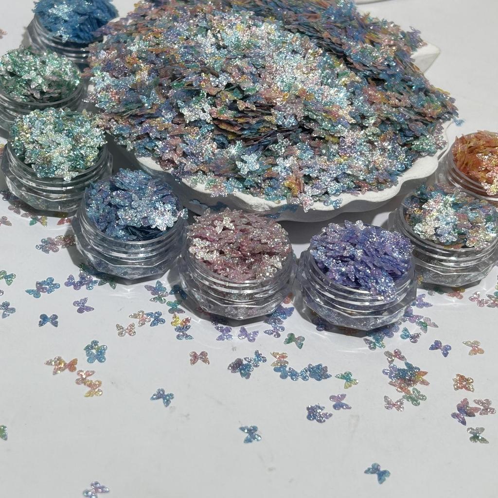 Gradient Butterfly Sequin Nail Art Decorations - Colorful Starry Sky DIY Materials