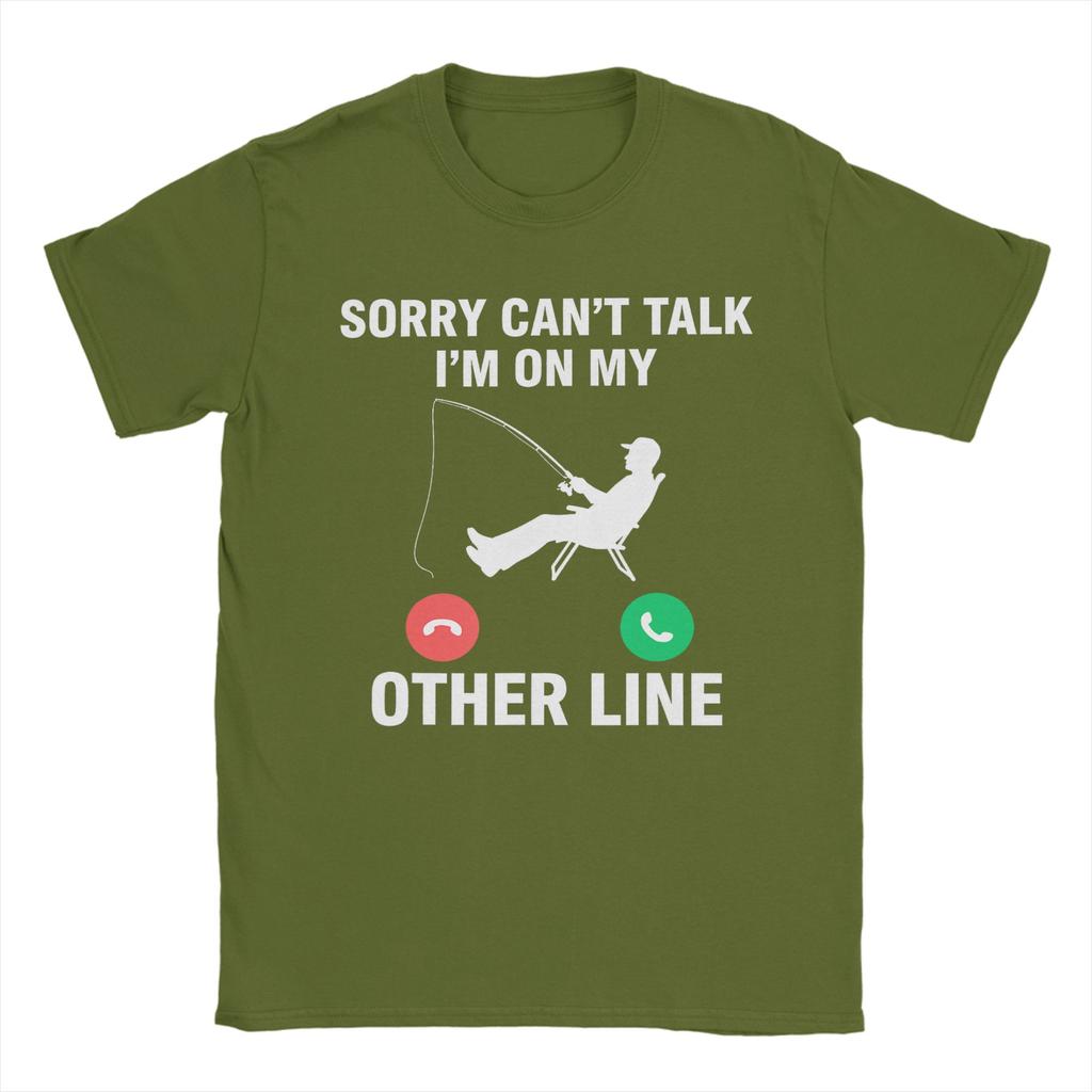Vintage Sorry I Missed Your Call I Was On My Other Line Fishing TShirts Unisex Crew Neck 100 Cotton T Shirts Tee Shirt Clothes