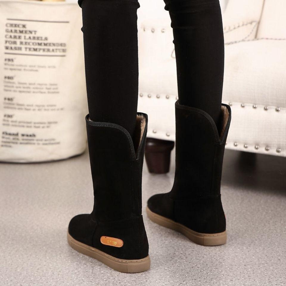 Fashion Winter Round Toe Half High Soft Sole Woman Shoes Designer Luxury Lamb 2025 New in Plush Warm Hot Sale Work Snow Boots for Women