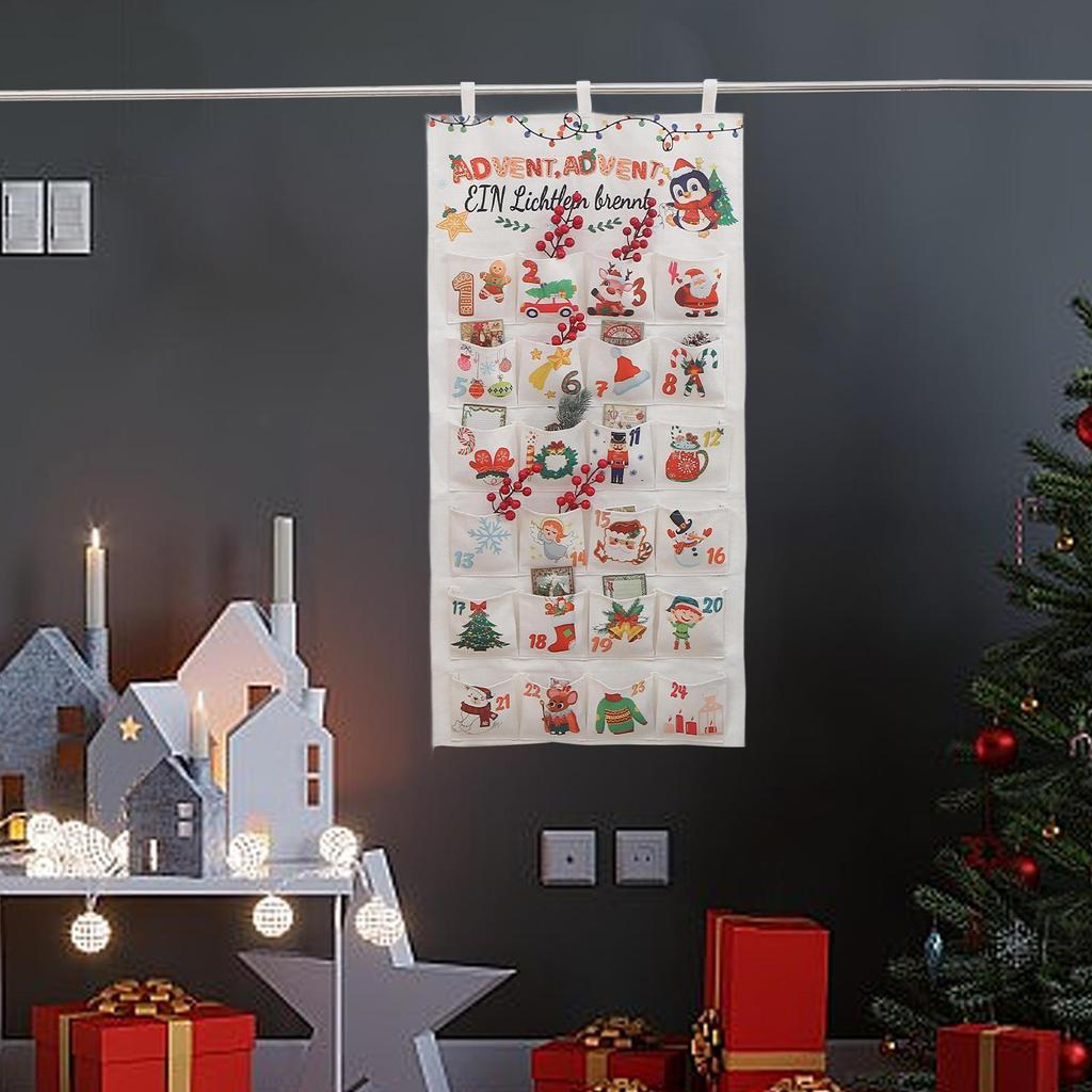 Christmas Advent Calendar Hanging Advent Calendar 24 Pockets Empty Fillable Advent Calendar for Holiday Door Wall Office Bedroom