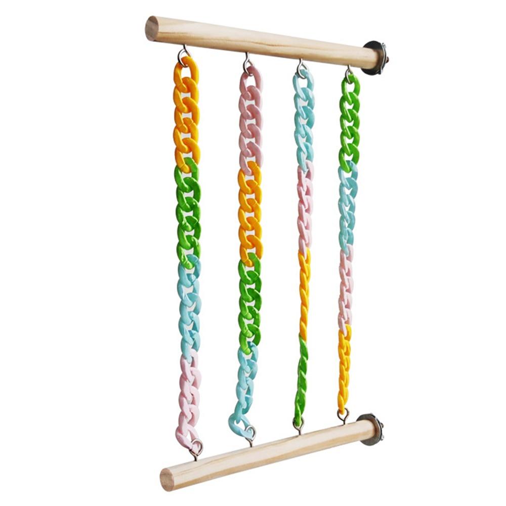 Colorful Chains Mice Rope Swing Stand Natural Wood Climbers  For Sugar Gliders Rats Hamsters