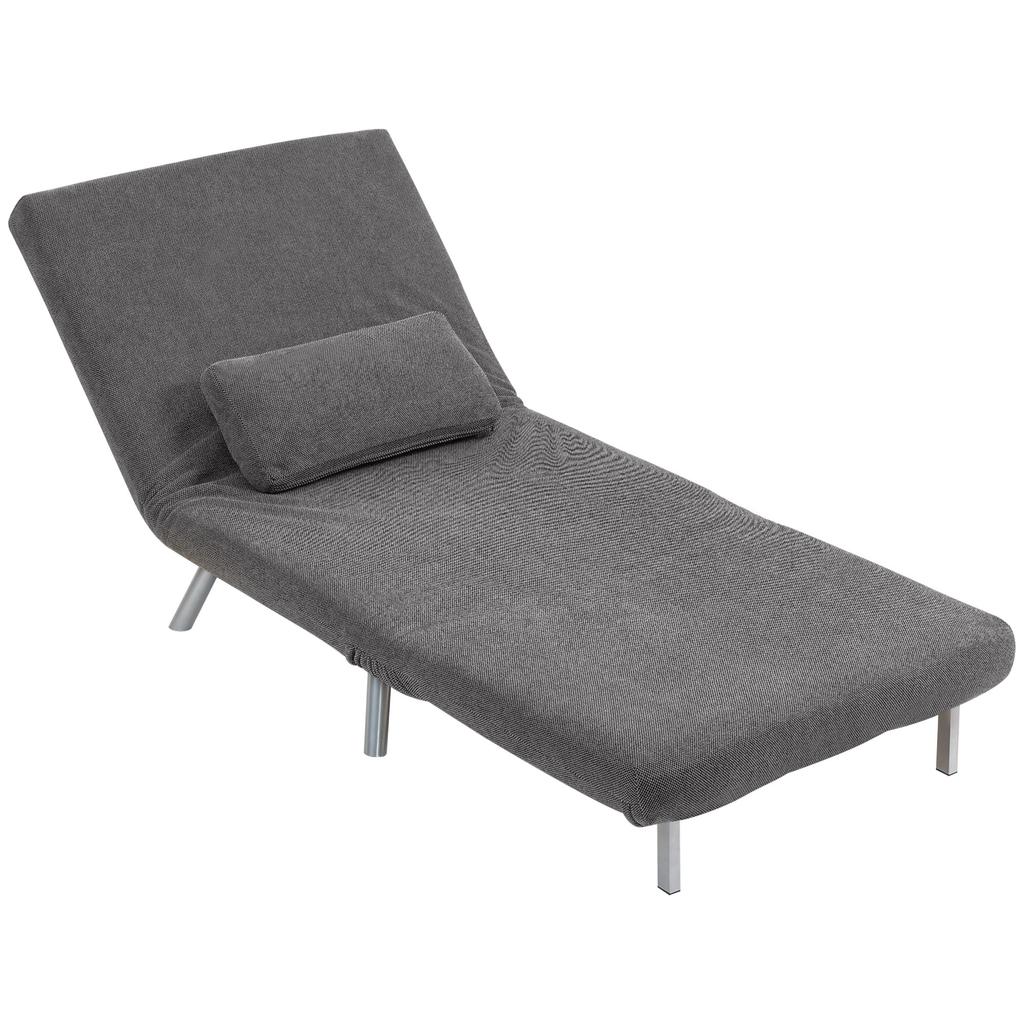 1-Seater Folding Sofa Bed Upholstered In Fabric Mottled Grey with 5-Level Adjustable Backrest 80x75x83 Cm