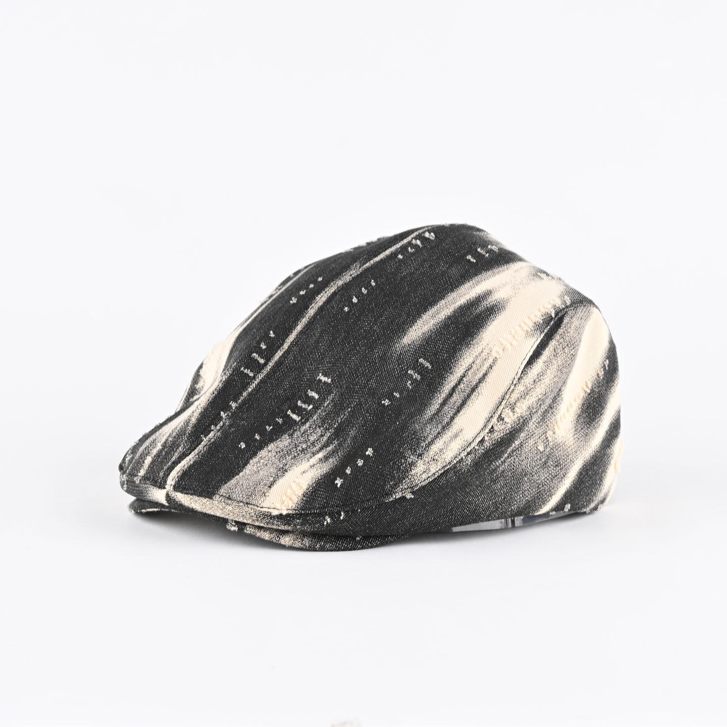 Korean Street Fashion Reversible Washed Gradient Stripe Newsboy Duckbill Beret Cap Unisex Vintage Hip Hop Hat adjustable