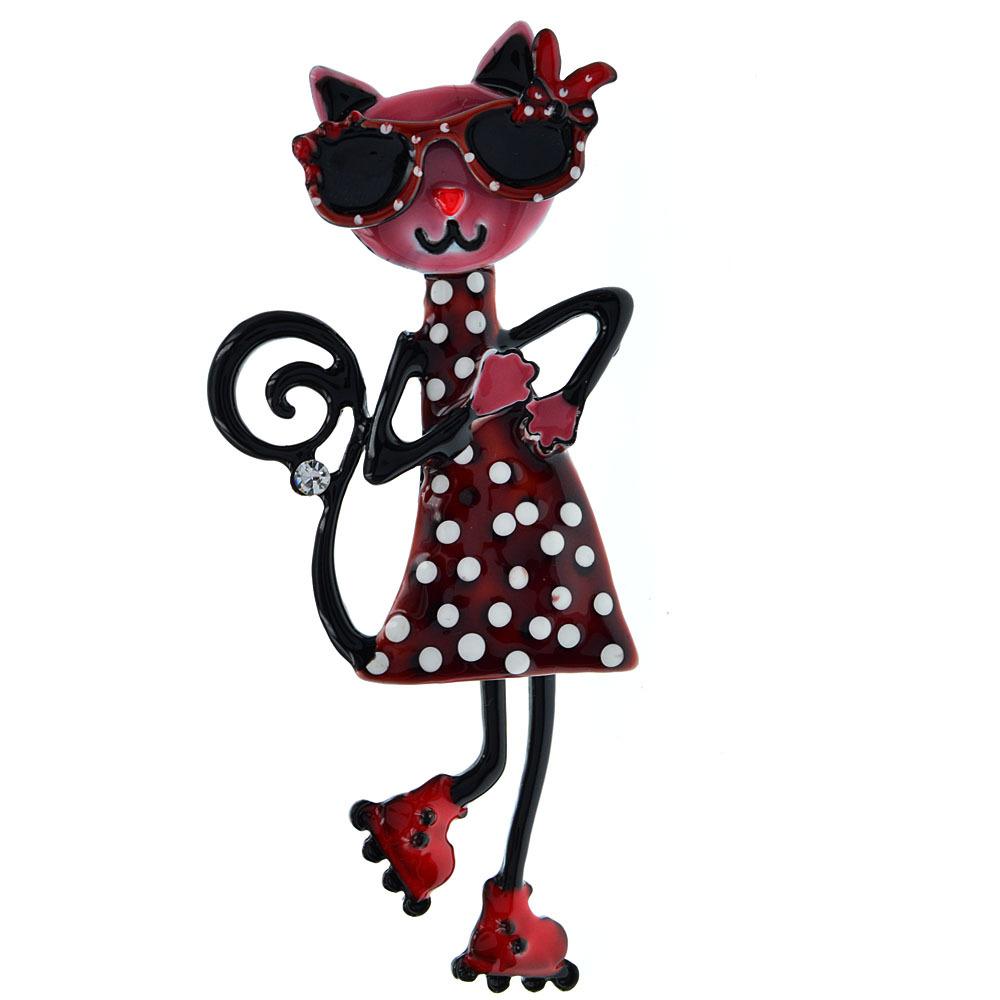 

Эмалированные булавки Blucome с милым мультяшным котом, брошь для женщин и мужчин, костюм, сумка, булавки для хиджаба красный