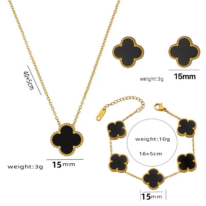 Trendy Clover Bracelet: Women's Korean Simple Design with Mother-of-Pearl and Titanium Steel, Featuring Five Floral Motifs.
