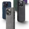 Italienisches Alcantara Handyhülle für iPhone 16 Pro Max Luxus Business Lederhülle für iPhone 16 Pro Rückseite Grau Farbe Magnetisch