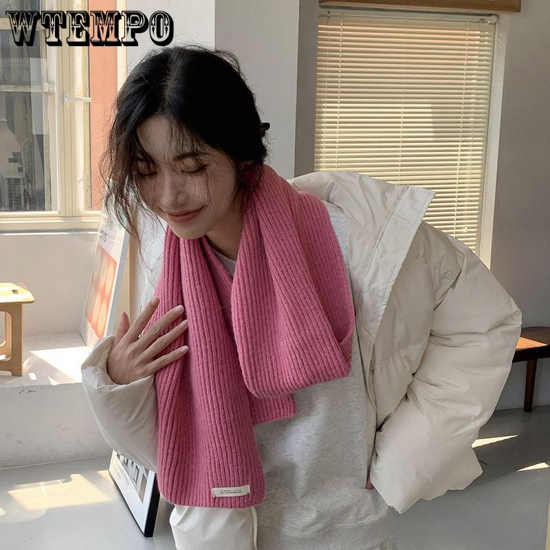 Autumn and Winter New Solid Color Knitted Wool Scarf Student Versatile Warm Scarf