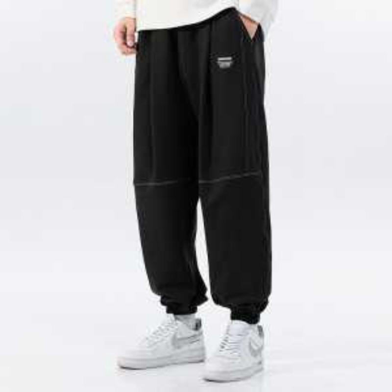 

Men s Black Stitch Detail Elastic Waist Cargo Pants Loose Fit Jogger Trousers XL синий