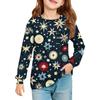 Christmas Day Girls' Long Sleeve Blouse - Round Neck Soft Waist Tunic