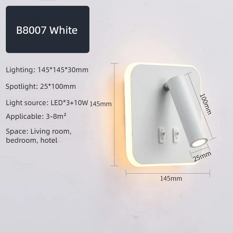 Minimalist LED Wall Mounted Reading Light Rotatable Bedside Wall Lamp Bedroom Decorative Wall Sconce Spotlight