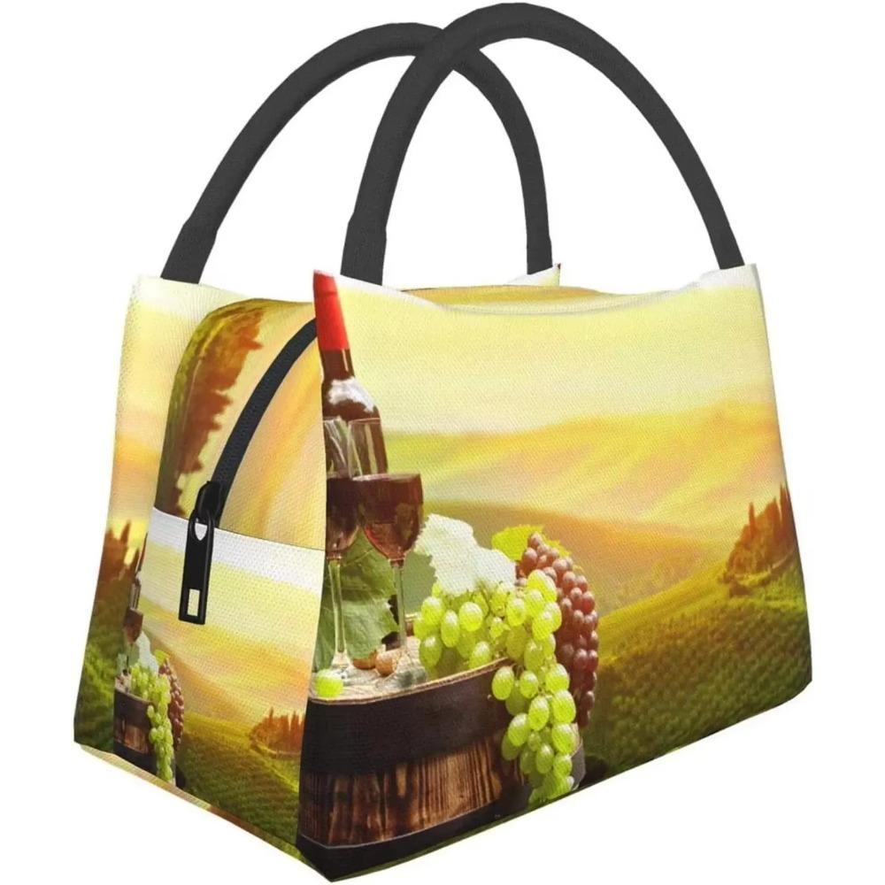 

Portable Insulated Lunch Bag Red Wine with Barrel Waterproof Tote Bento Bag for Office School Hiking Beach Picnic Fishing 28x17x16CM бежевый